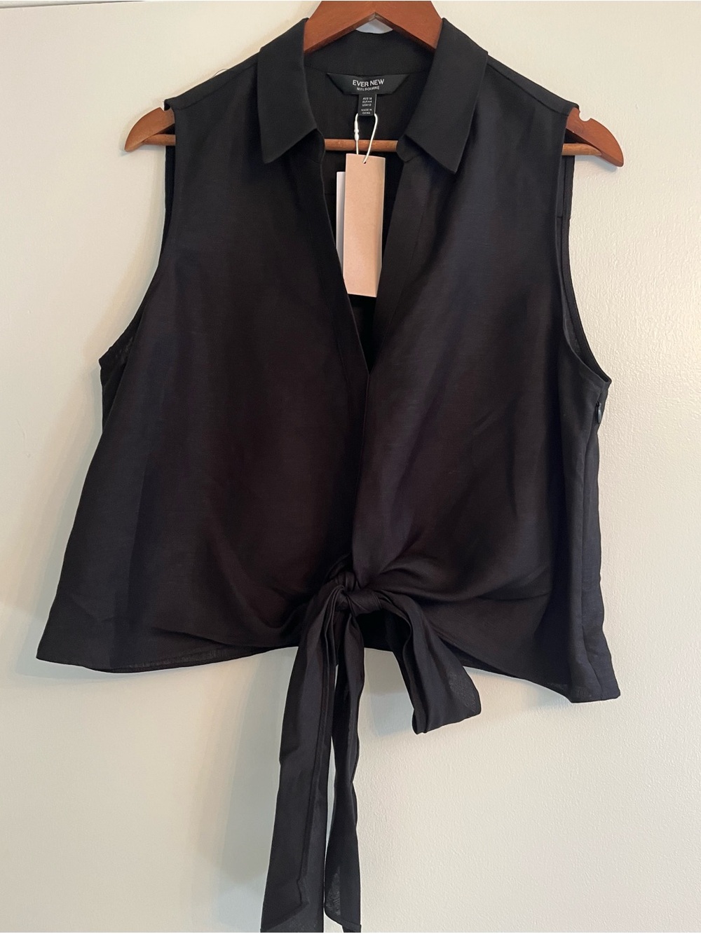 Ever New Linen Blend Sleeveless Tie-Front Blouse - Picture 4 of 5